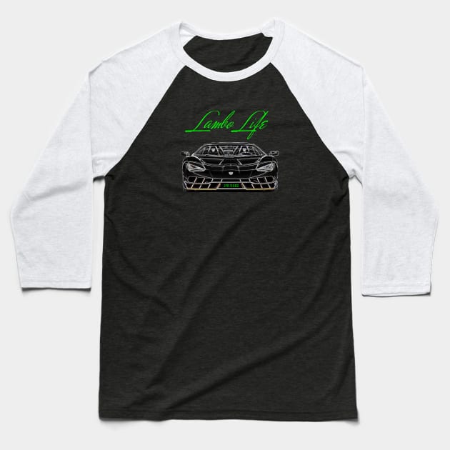 Lambo Life Lamborghini Sports Car Front End Baseball T-Shirt by JFK KARZ